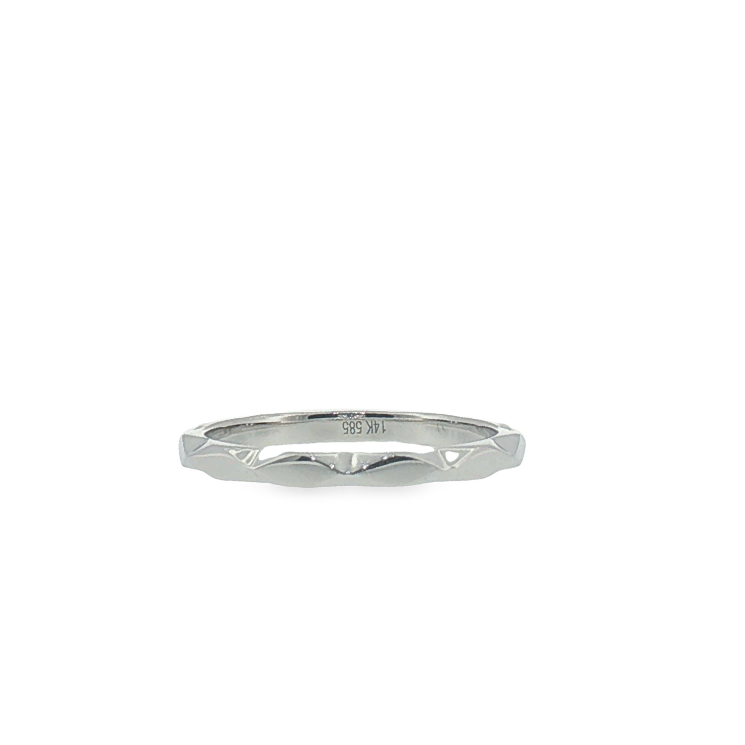 Faceted Geometric Band Ring in White Gold