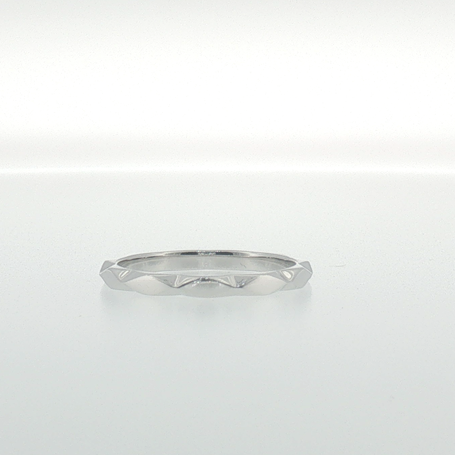 Faceted Geometric Band Ring in White Gold