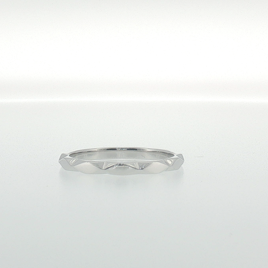 Faceted Geometric Band Ring in White Gold
