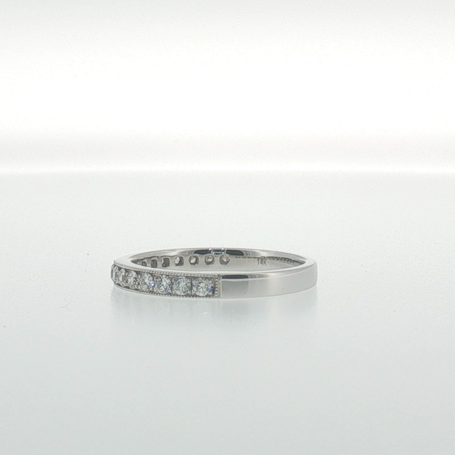 White Gold Diamond Pave Set Band with Milgrain Edges