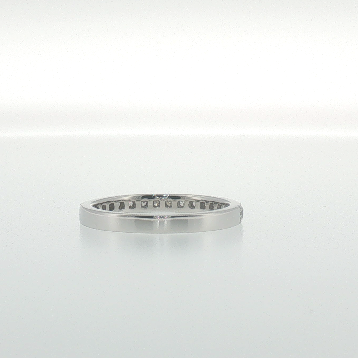 White Gold Diamond Pave Set Band with Milgrain Edges