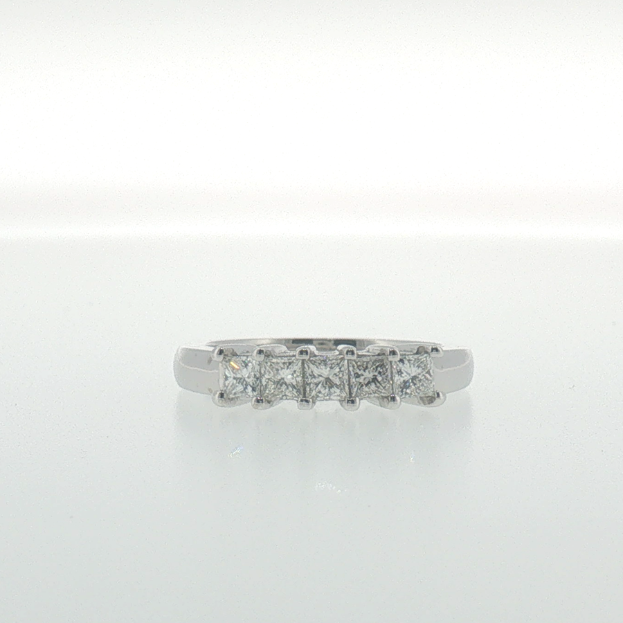 Five-Stone Princess Cut Diamond Ring in White Gold