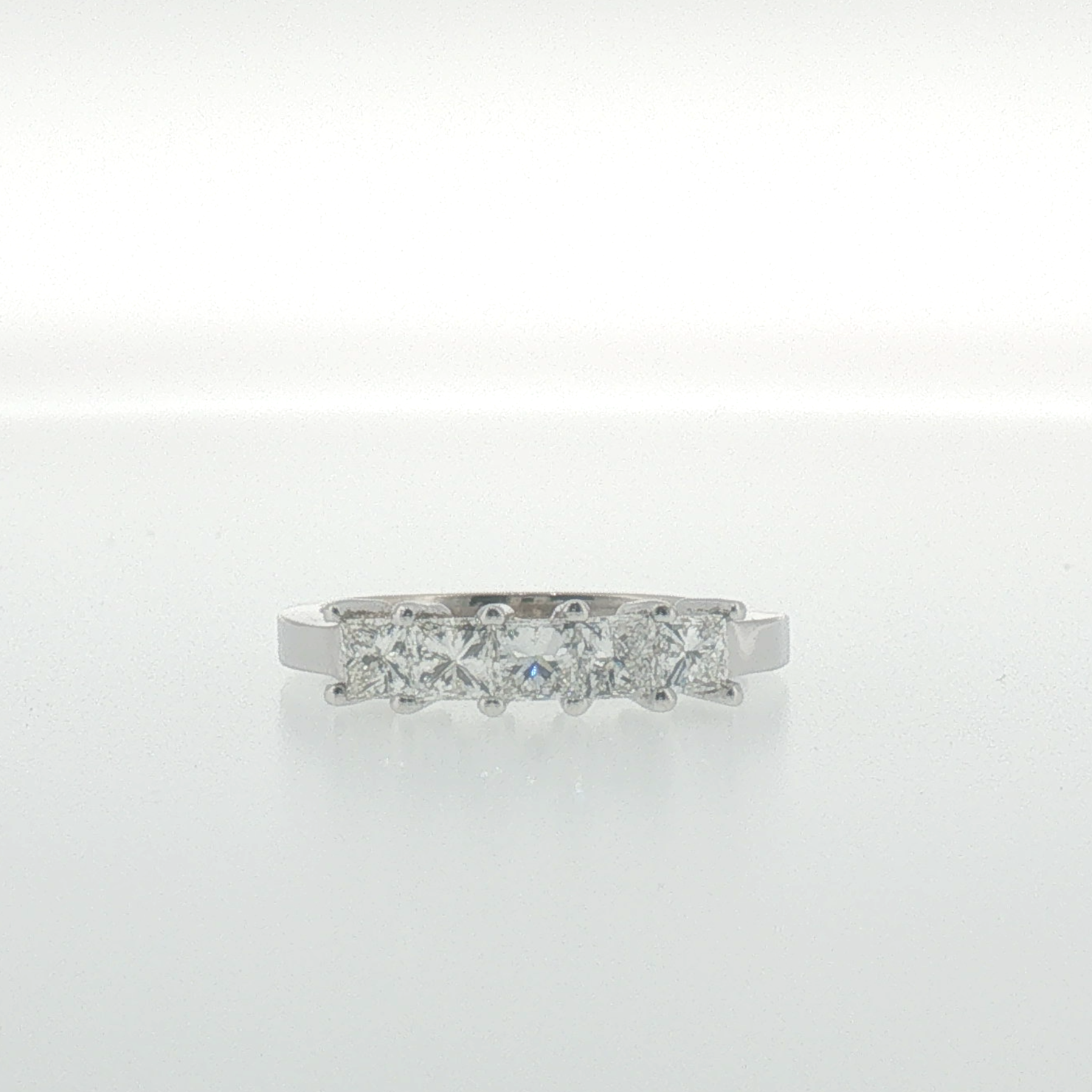 White Gold Five-Stone Princess Cut Diamond Ring