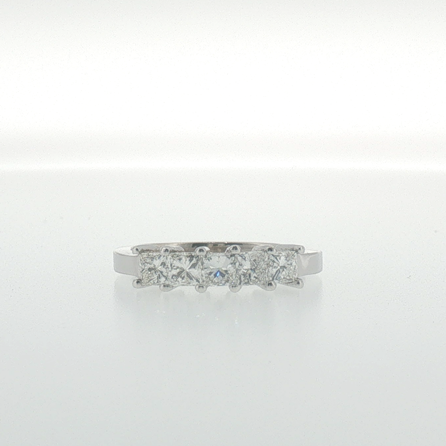 White Gold Five-Stone Princess Cut Diamond Ring