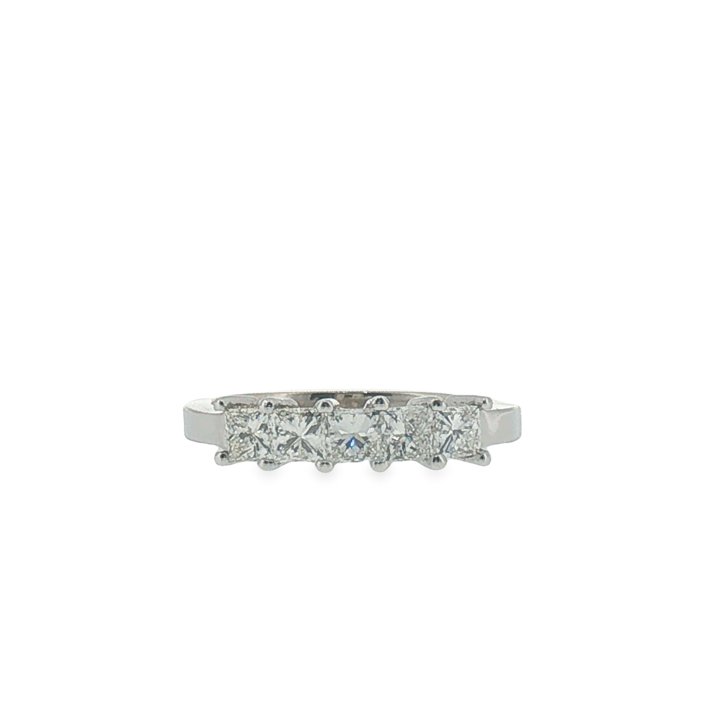 White Gold Five-Stone Princess Cut Diamond Ring