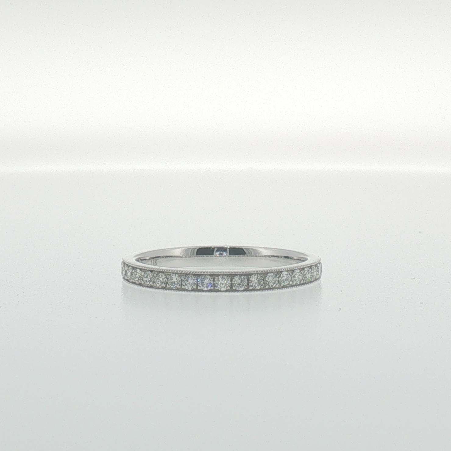 White Gold Diamond Milgrain Pave Band