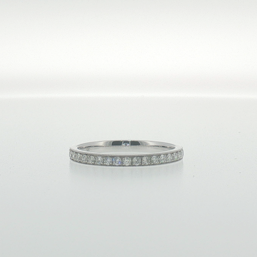 White Gold Diamond Milgrain Pave Band