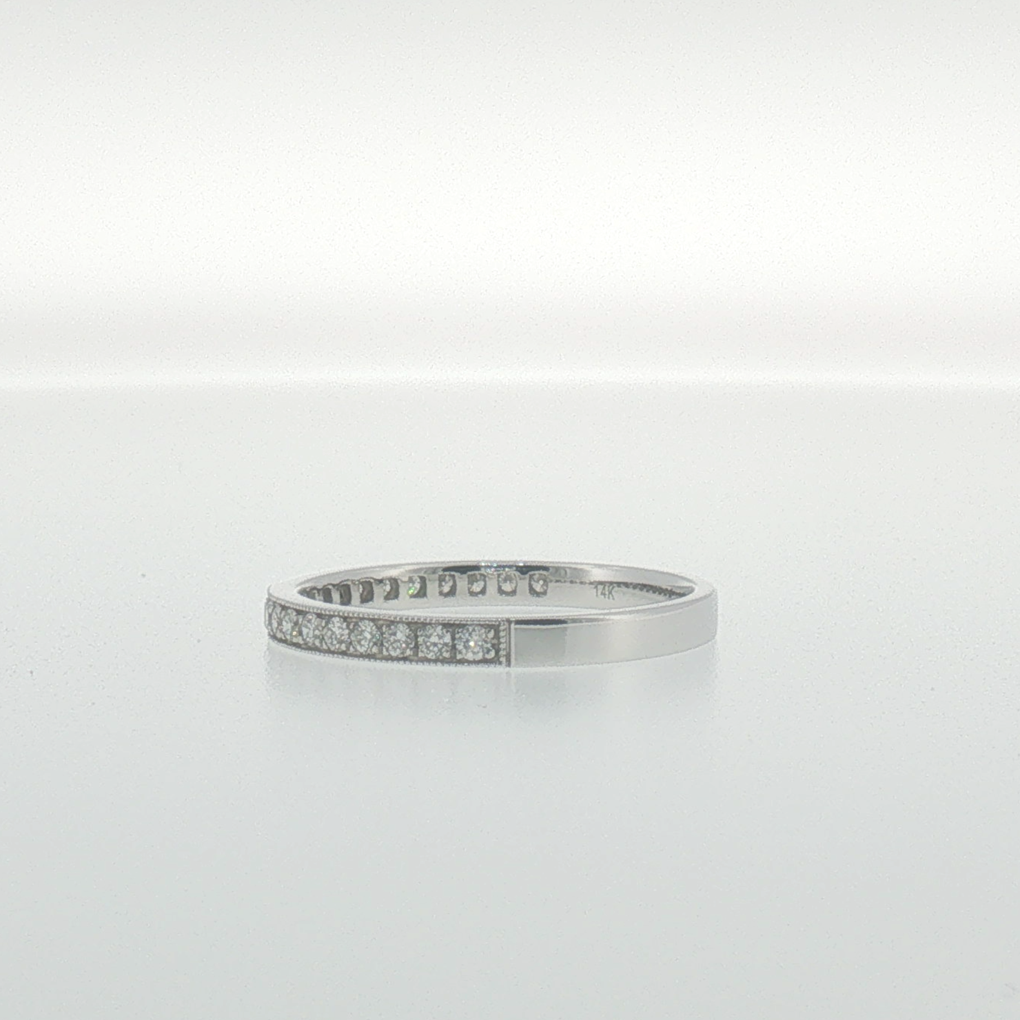 White Gold Diamond Milgrain Pave Band