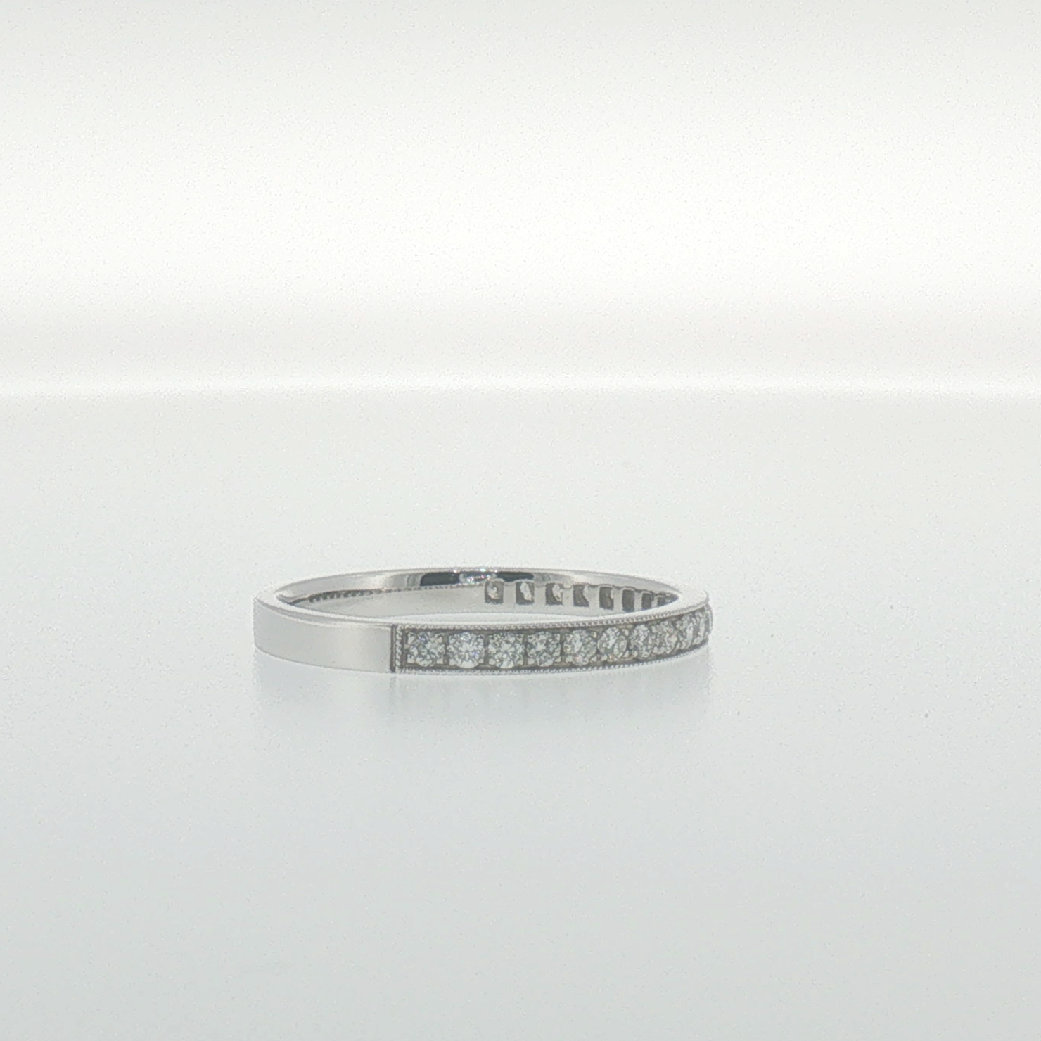 White Gold Diamond Milgrain Pave Band