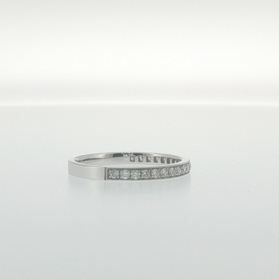 White Gold Diamond Milgrain Pave Band