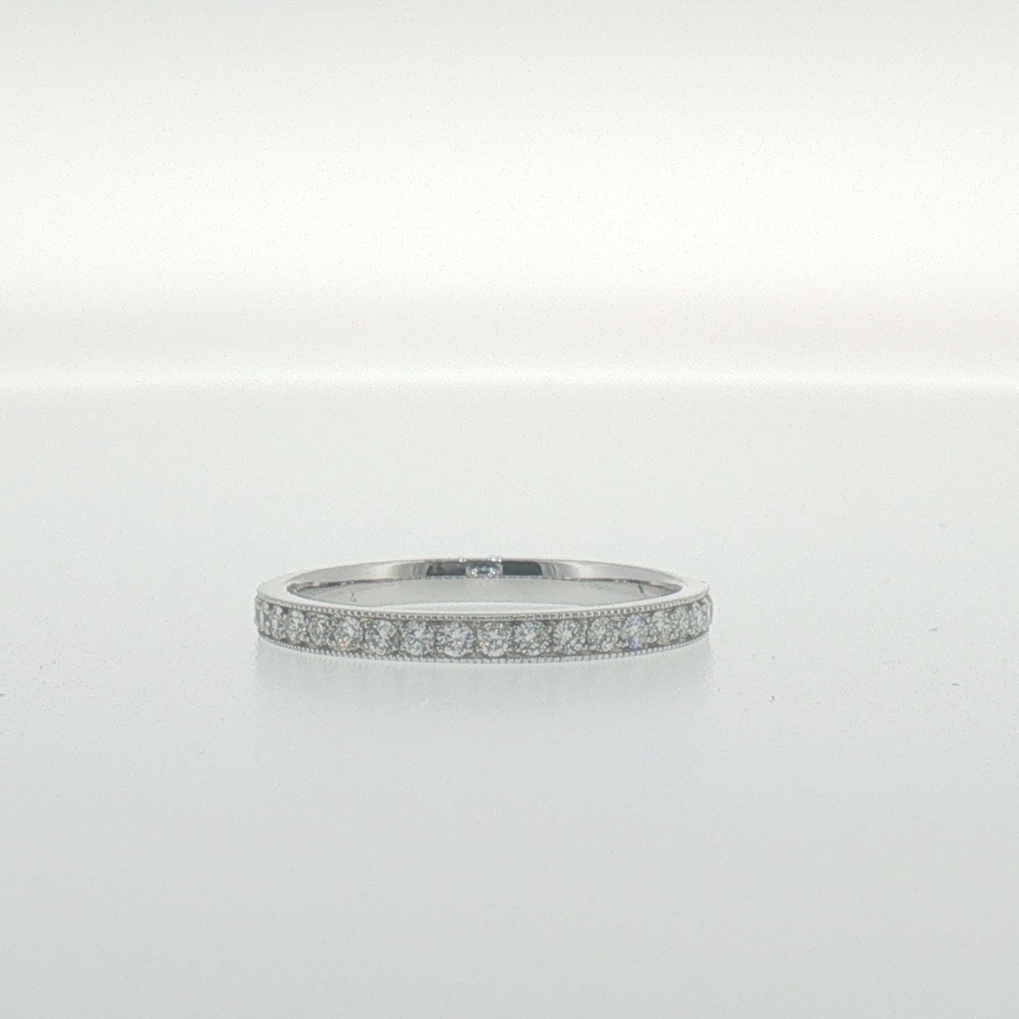 White Gold Diamond Pave Band with Milgrain Detailing
