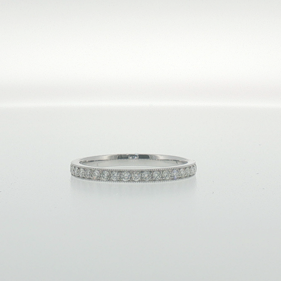 White Gold Diamond Pave Band with Milgrain Detailing