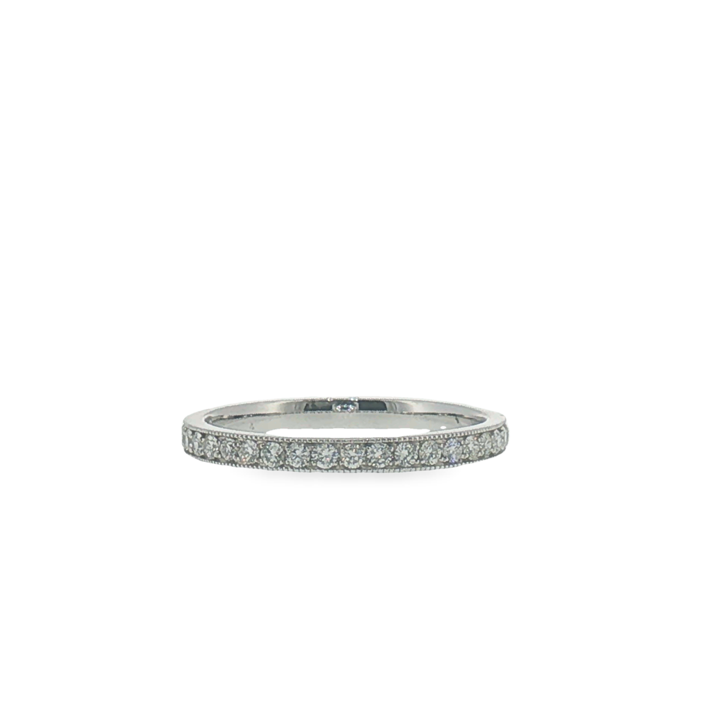 White Gold Diamond Pave Band with Milgrain Detailing