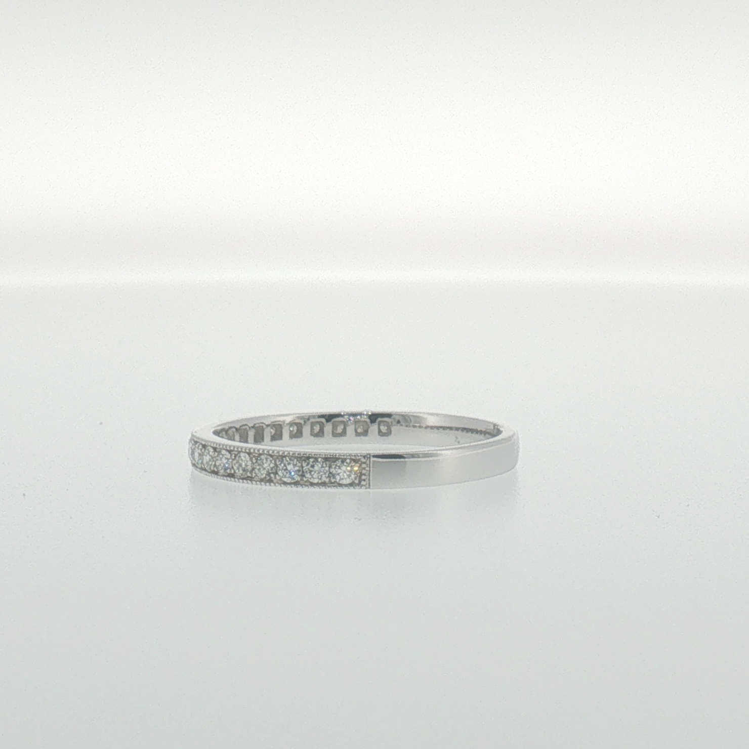 White Gold Diamond Pave Band with Milgrain Detailing