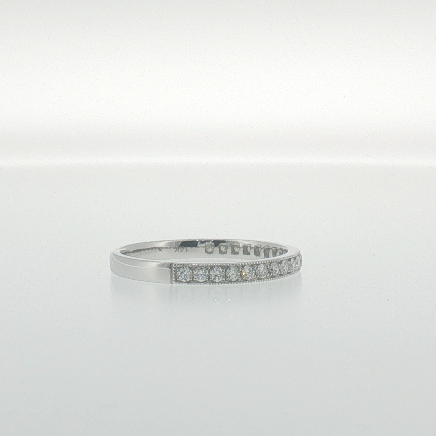 White Gold Diamond Pave Band with Milgrain Detailing