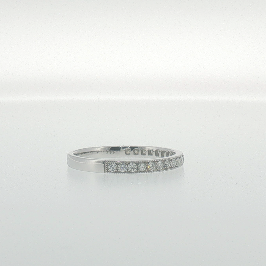 White Gold Diamond Pave Band with Milgrain Detailing
