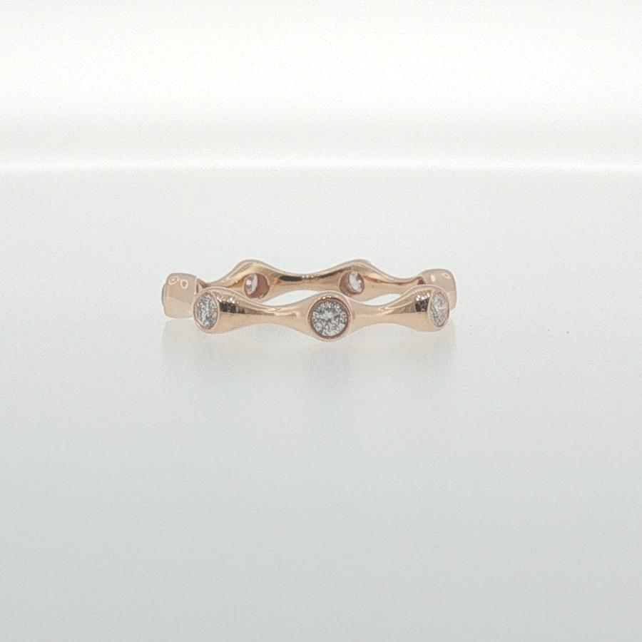 Bezel-Set Diamond Wavy Eternity Ring in Rose Gold