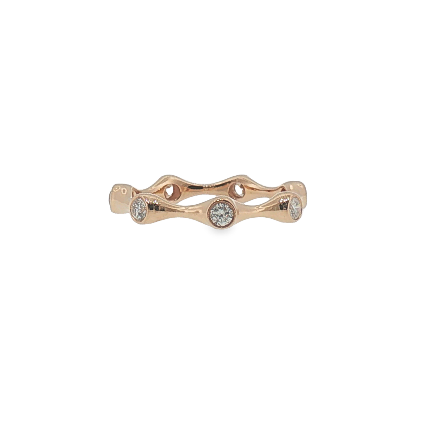Bezel-Set Diamond Wavy Eternity Ring in Rose Gold