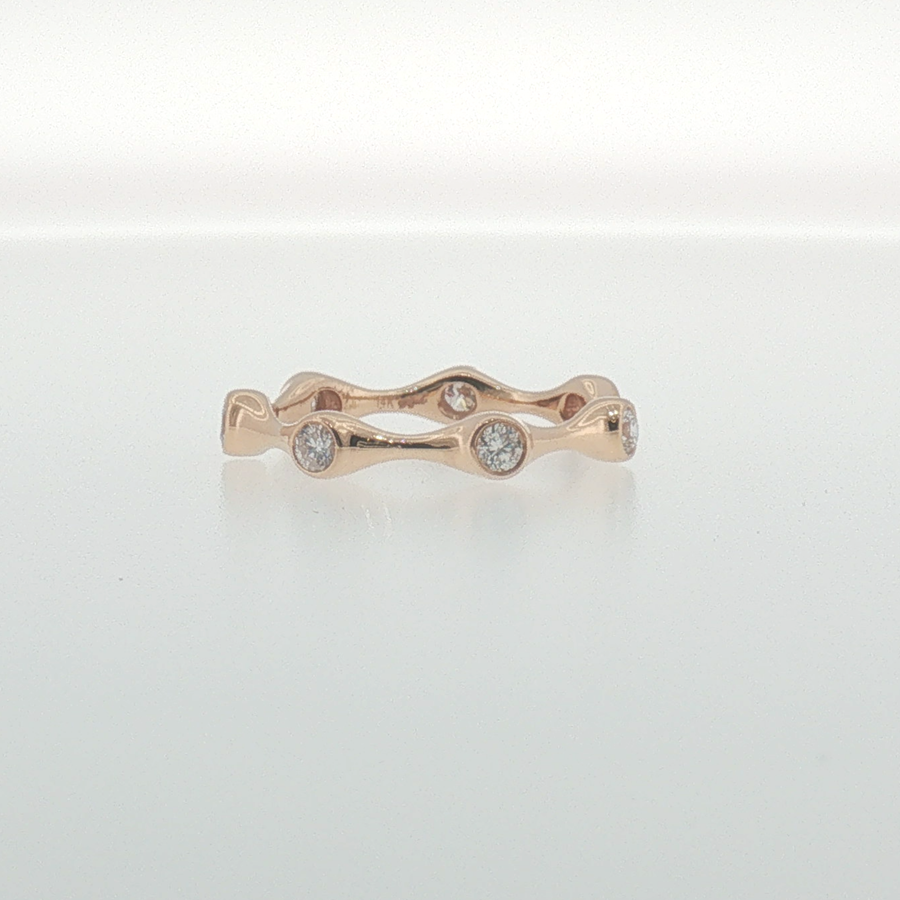 Bezel-Set Diamond Wavy Eternity Ring in Rose Gold