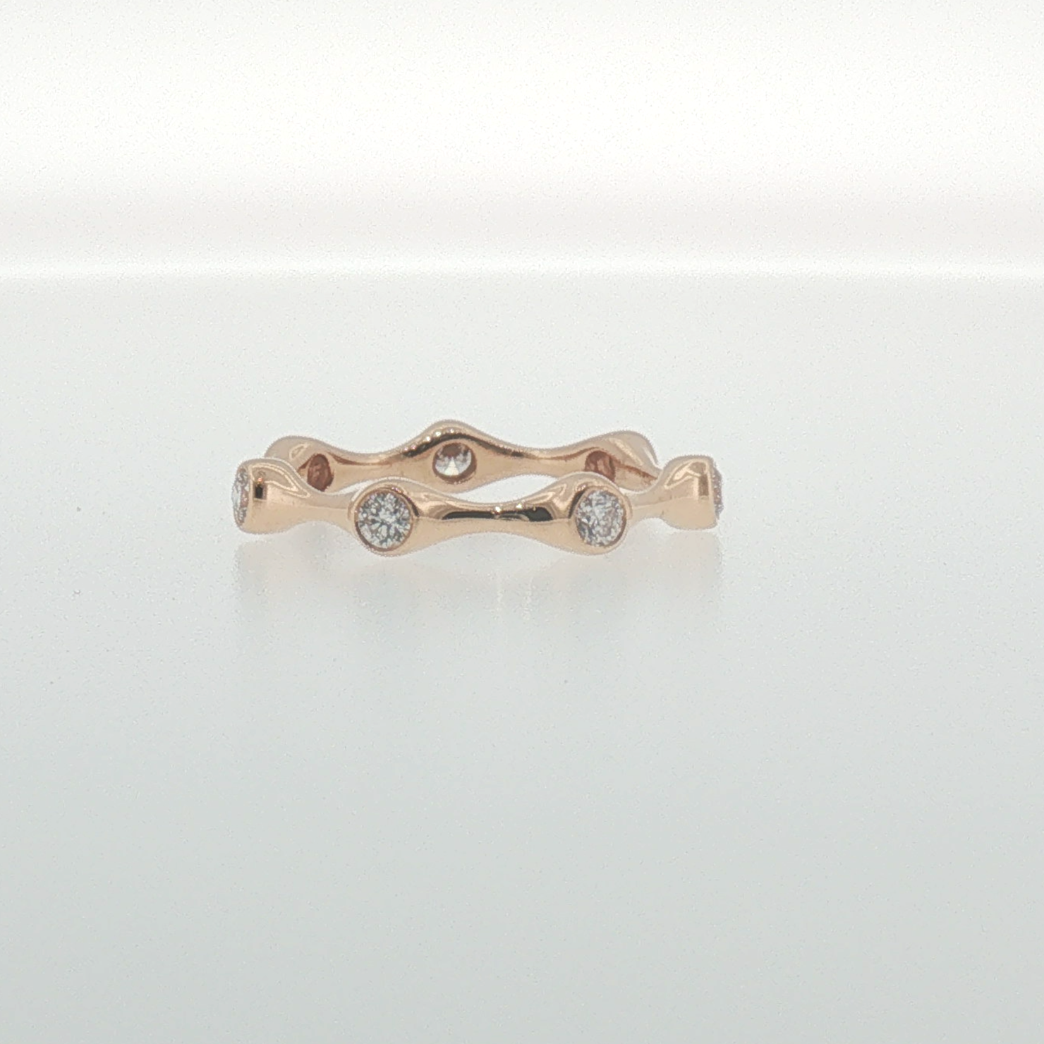 Bezel-Set Diamond Wavy Eternity Ring in Rose Gold