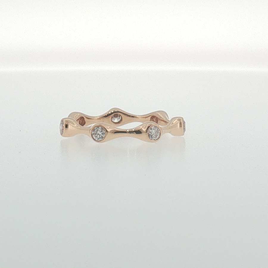 Bezel-Set Diamond Wavy Eternity Ring in Rose Gold