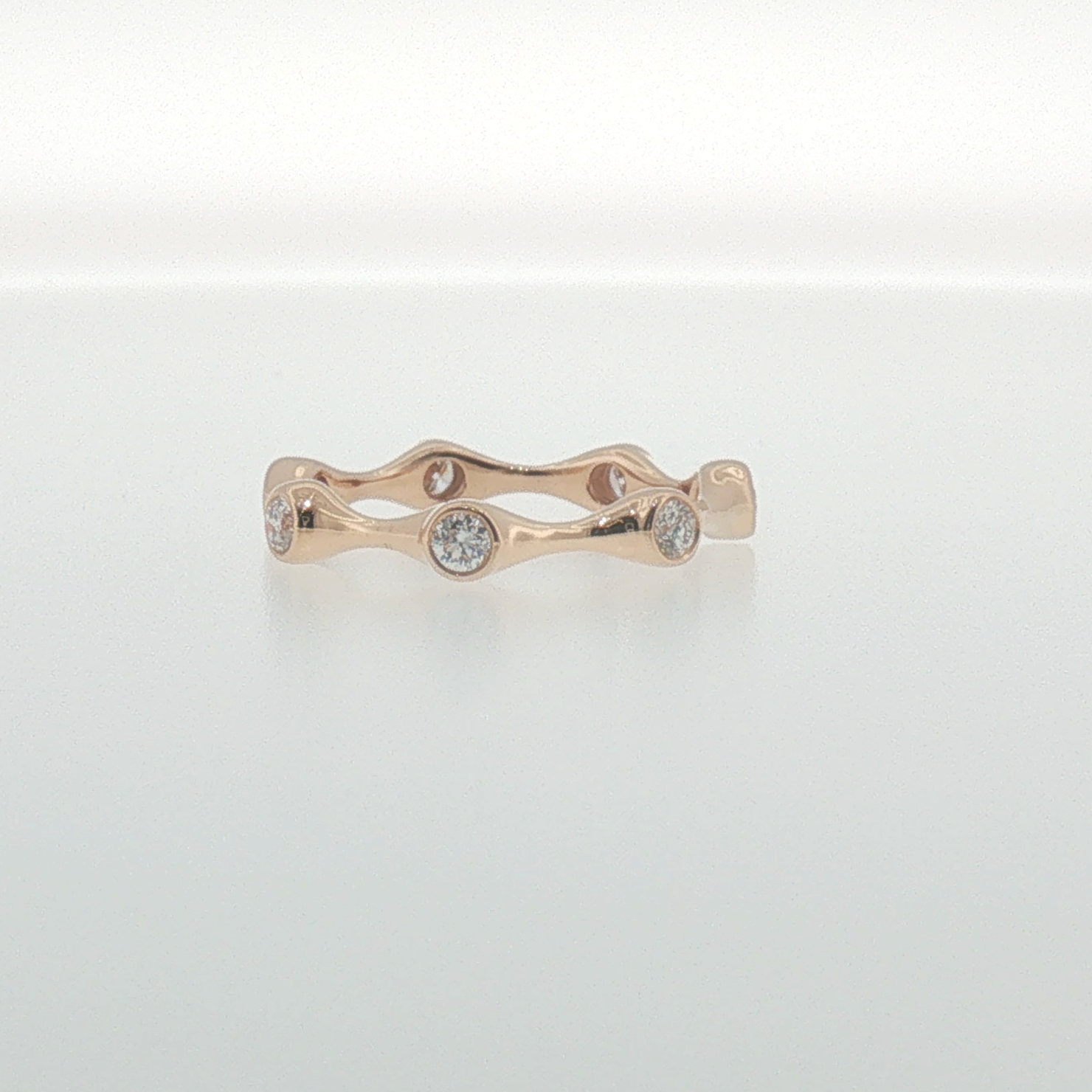 Bezel-Set Diamond Wavy Eternity Ring in Rose Gold