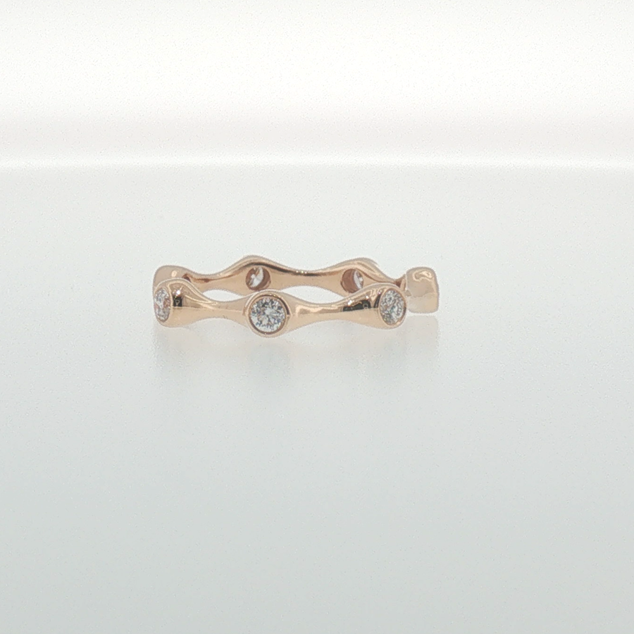 Bezel-Set Diamond Wavy Eternity Ring in Rose Gold