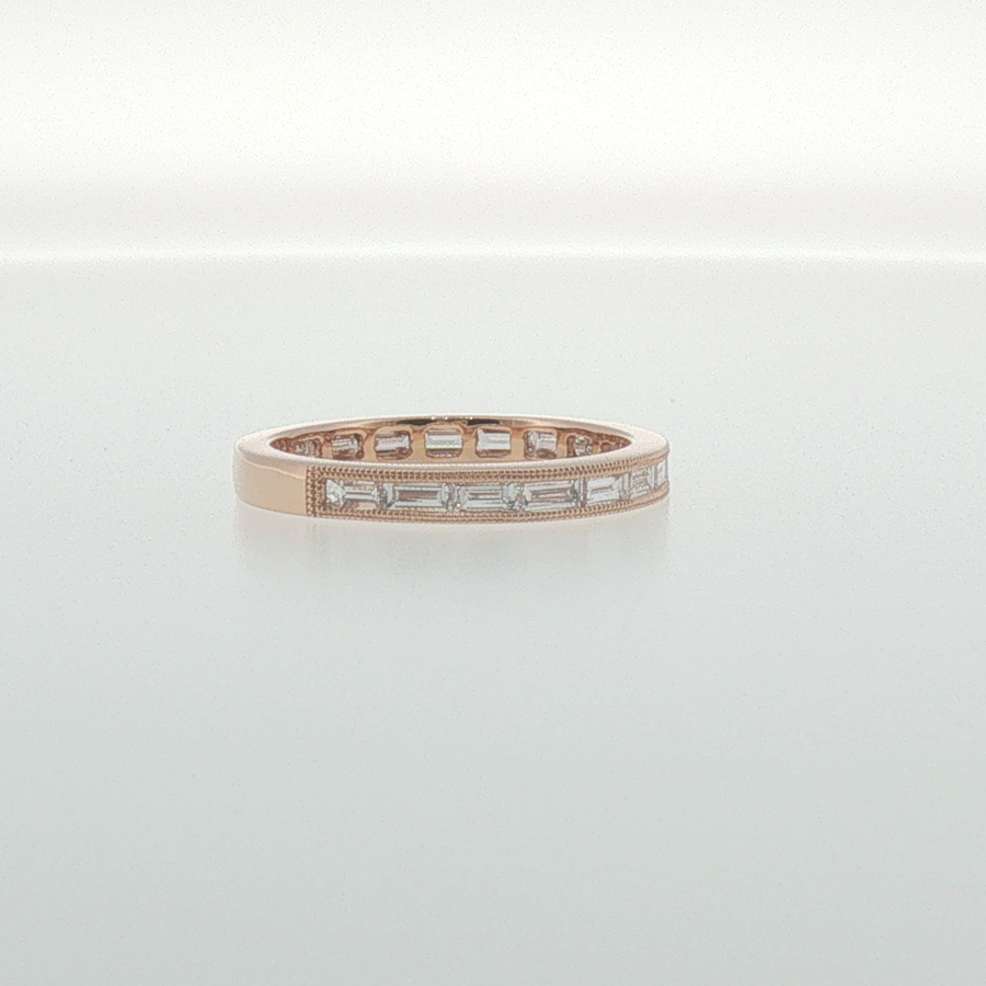 Rose Gold Baguette Diamond Milgrain Band