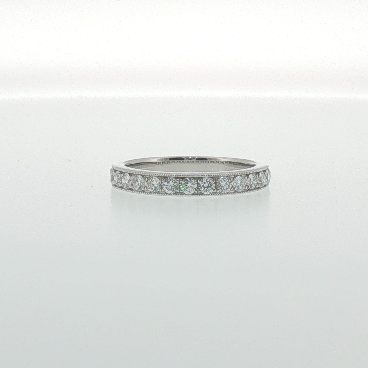 Milgrain Diamond Pave Band in White Gold