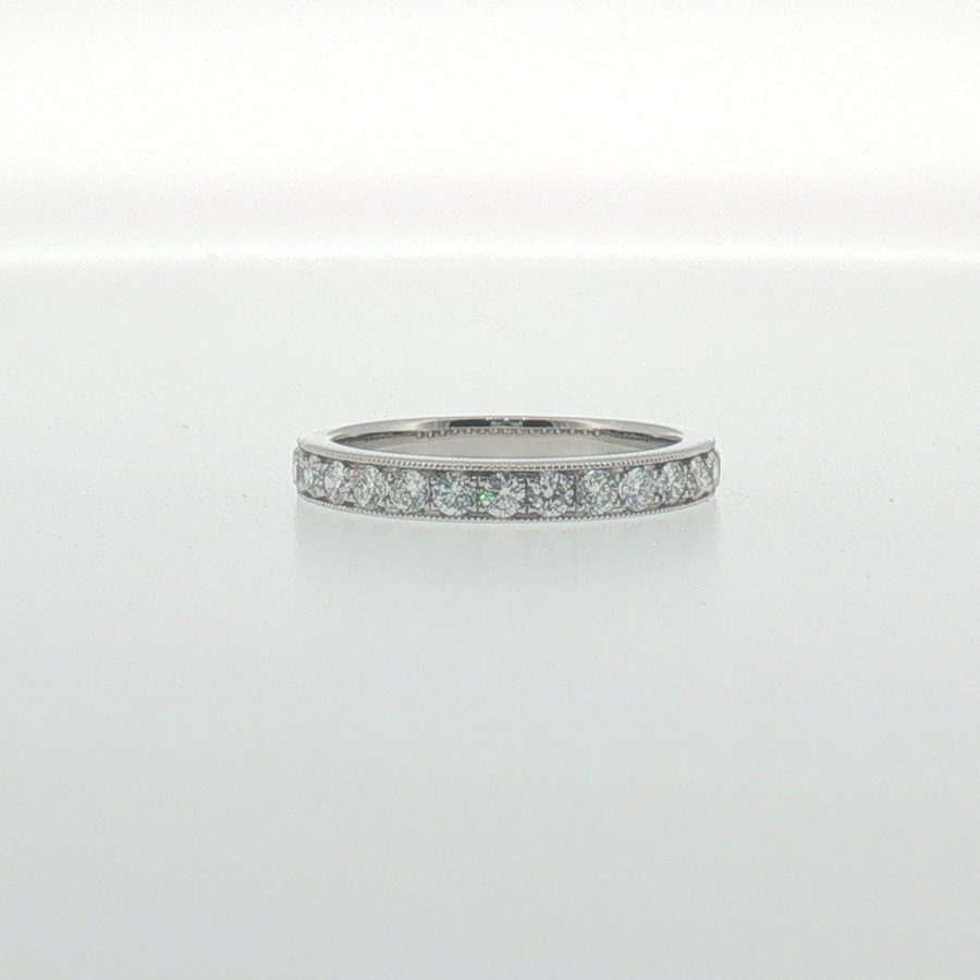 Milgrain Diamond Pave Band in White Gold