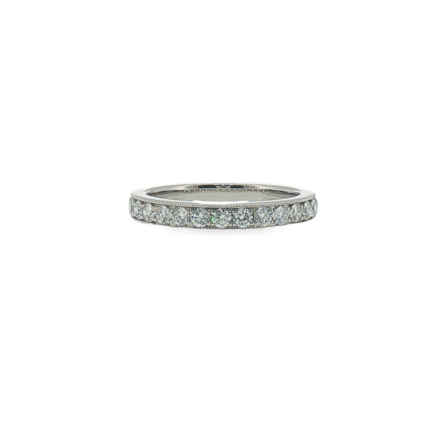 Milgrain Diamond Pave Band in White Gold