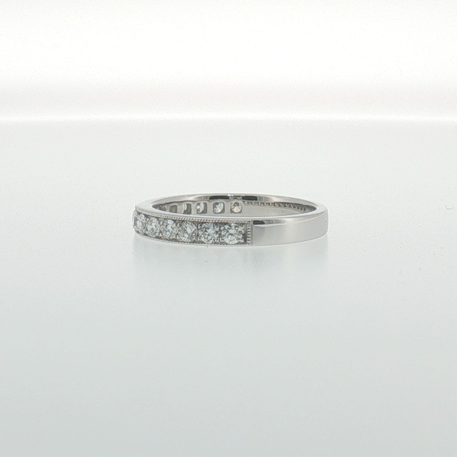 Milgrain Diamond Pave Band in White Gold
