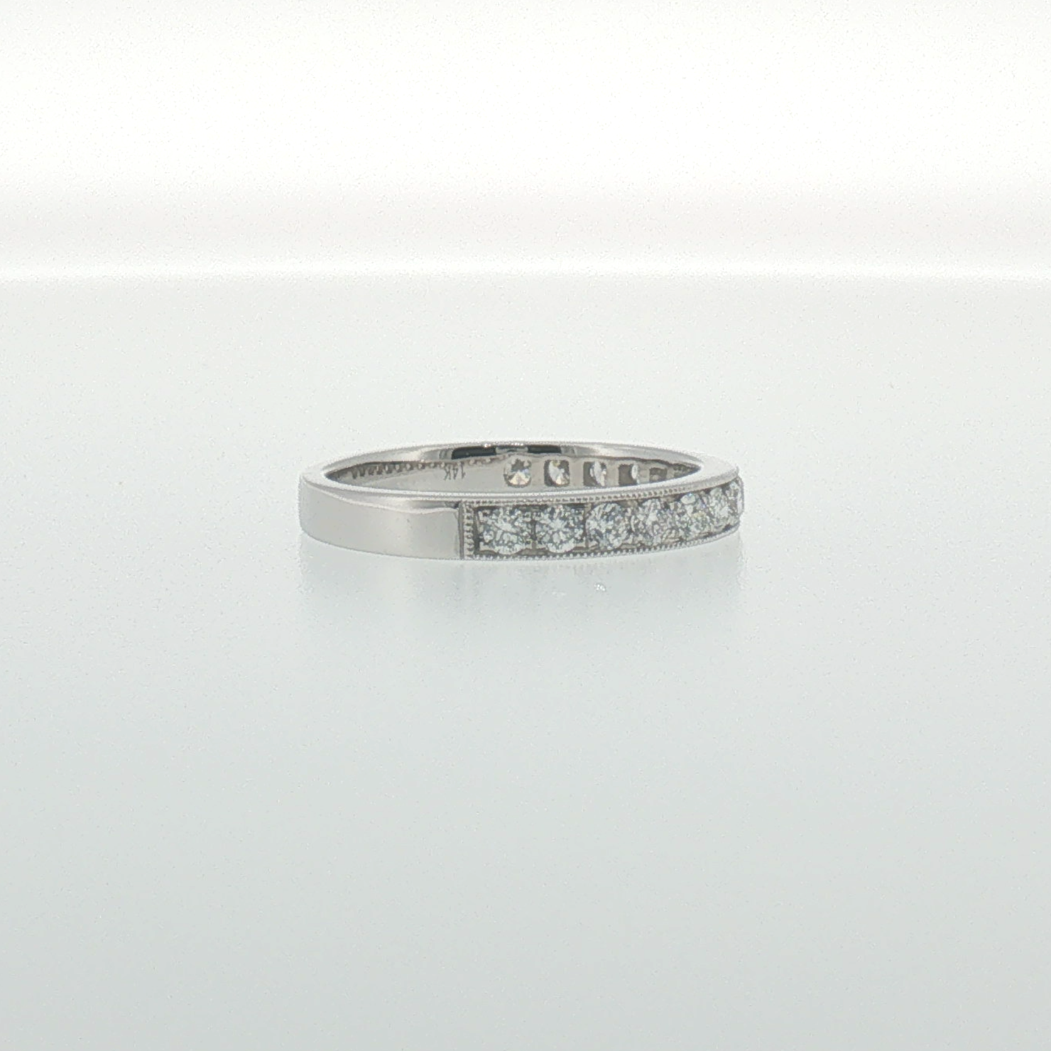 Milgrain Diamond Pave Band in White Gold