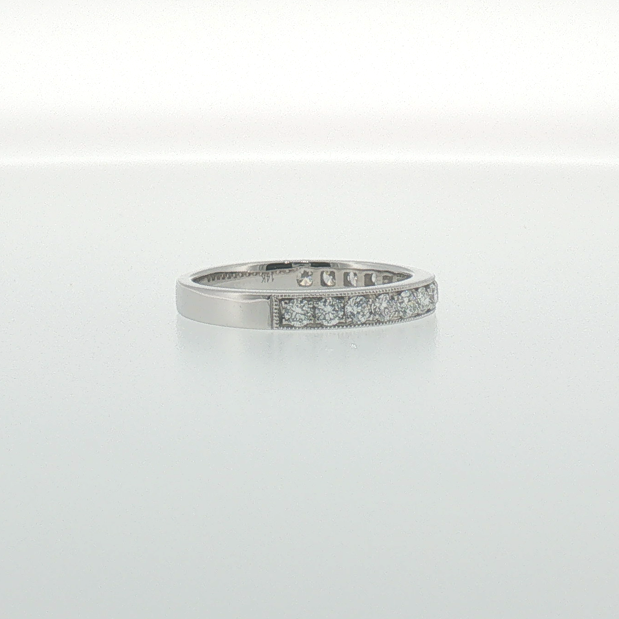 Milgrain Diamond Pave Band in White Gold