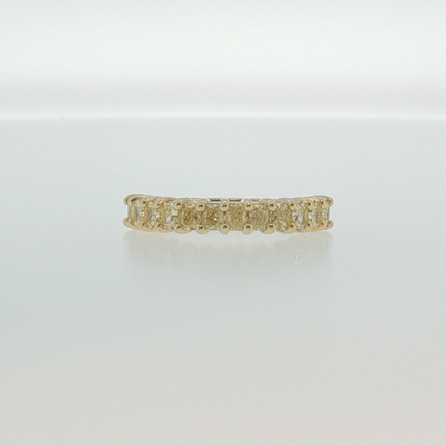 Fancy Yellow Diamond Shared Prong Band in Yellow Gold