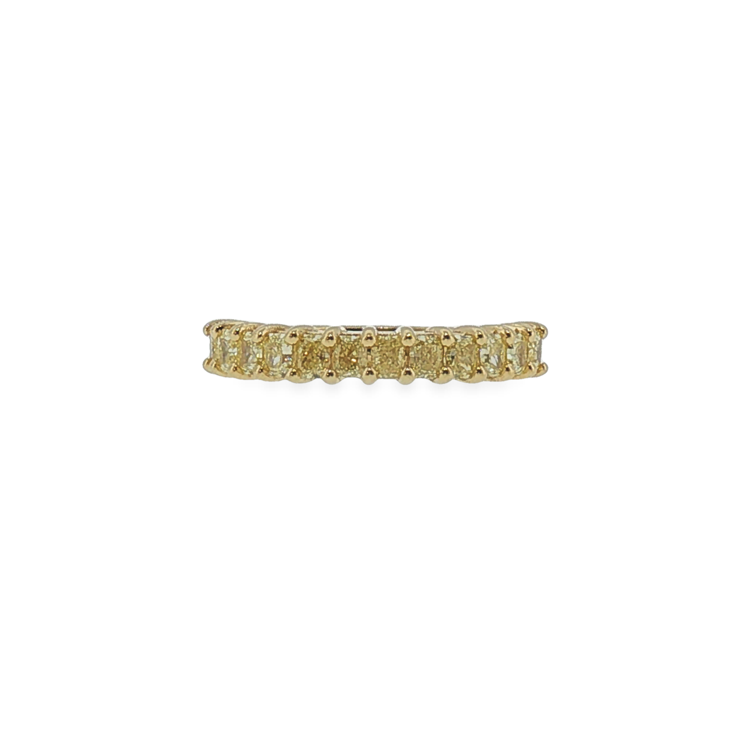 Fancy Yellow Diamond Shared Prong Band in Yellow Gold