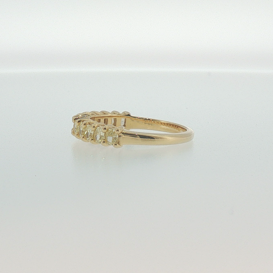 Fancy Yellow Diamond Shared Prong Band in Yellow Gold