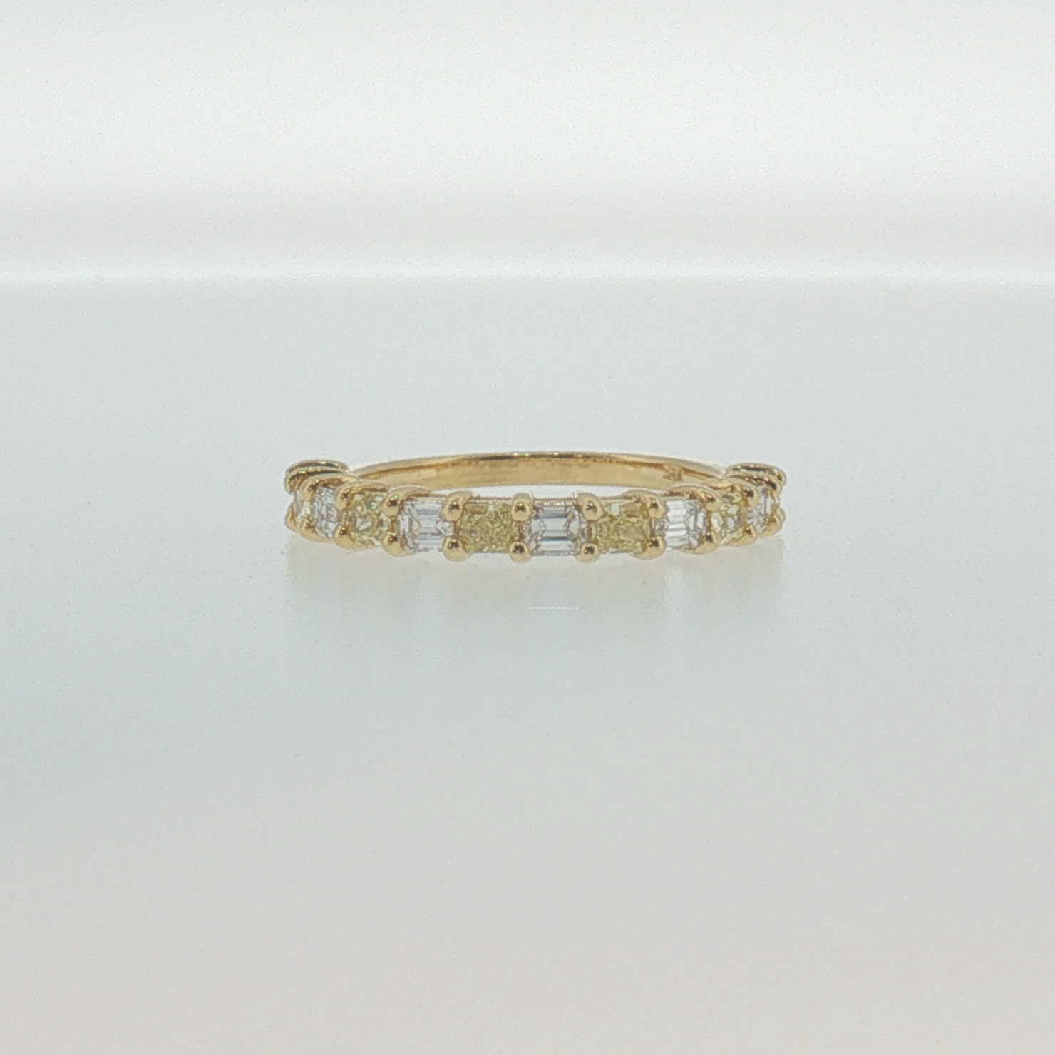 Fancy Yellow and White Diamond Band in Yellow Gold
