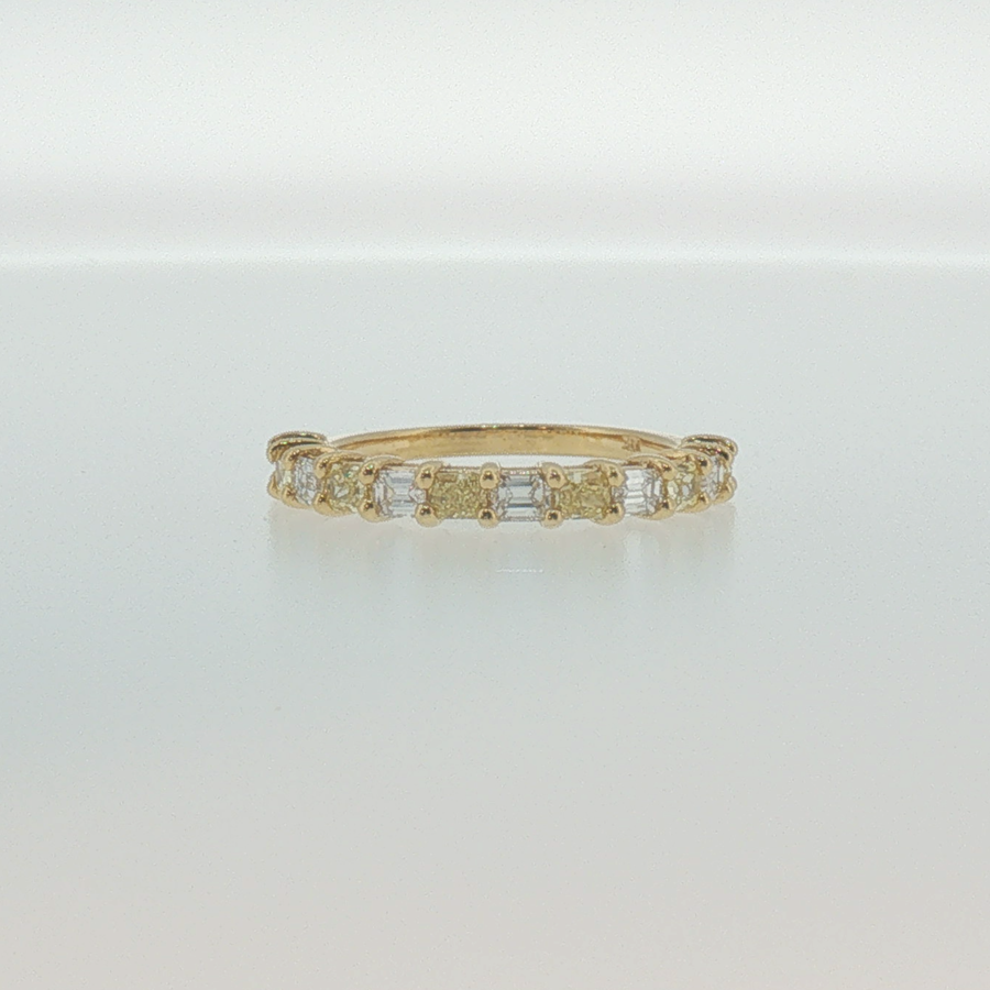 Fancy Yellow and White Diamond Band in Yellow Gold