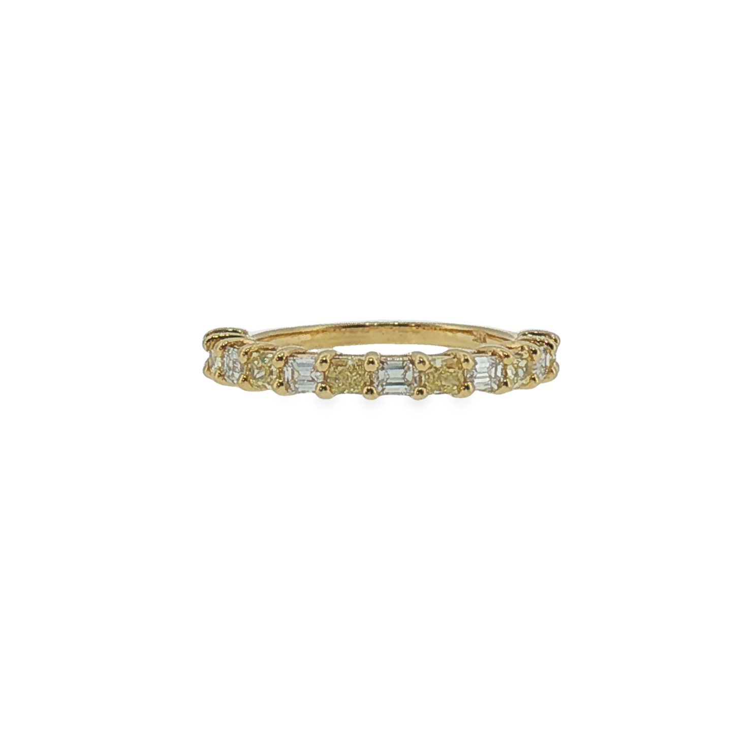 Fancy Yellow and White Diamond Band in Yellow Gold