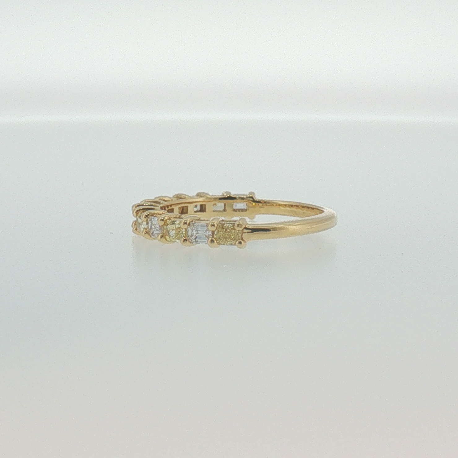 Fancy Yellow and White Diamond Band in Yellow Gold