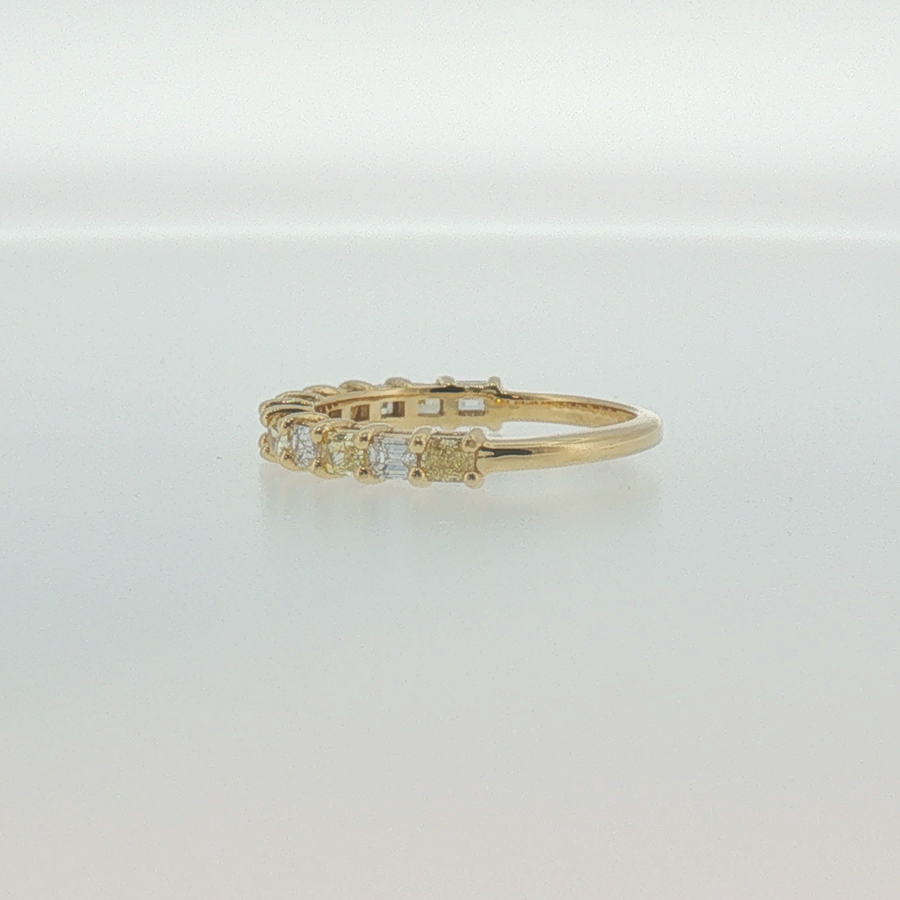 Fancy Yellow and White Diamond Band in Yellow Gold