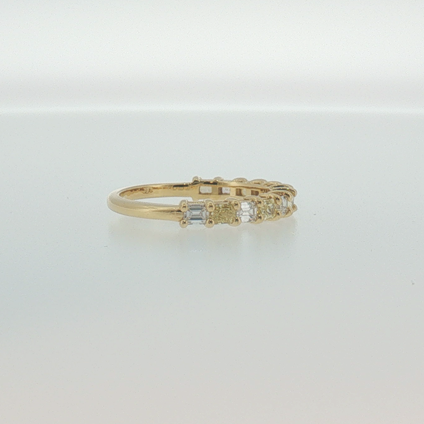 Fancy Yellow and White Diamond Band in Yellow Gold
