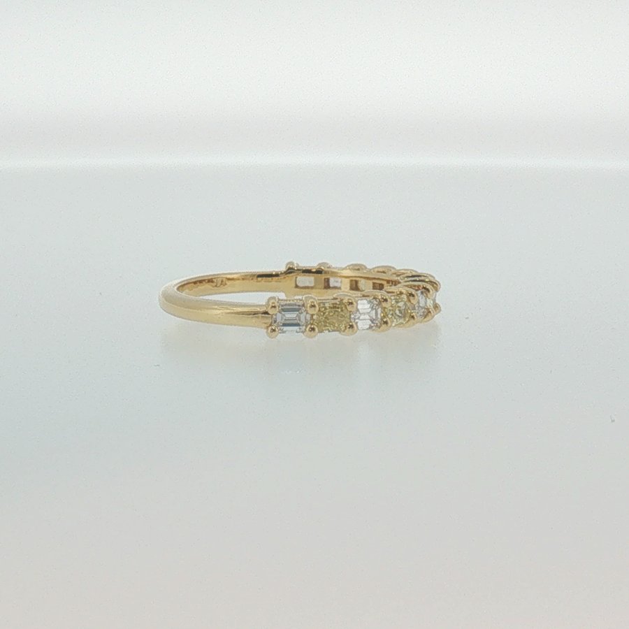Fancy Yellow and White Diamond Band in Yellow Gold