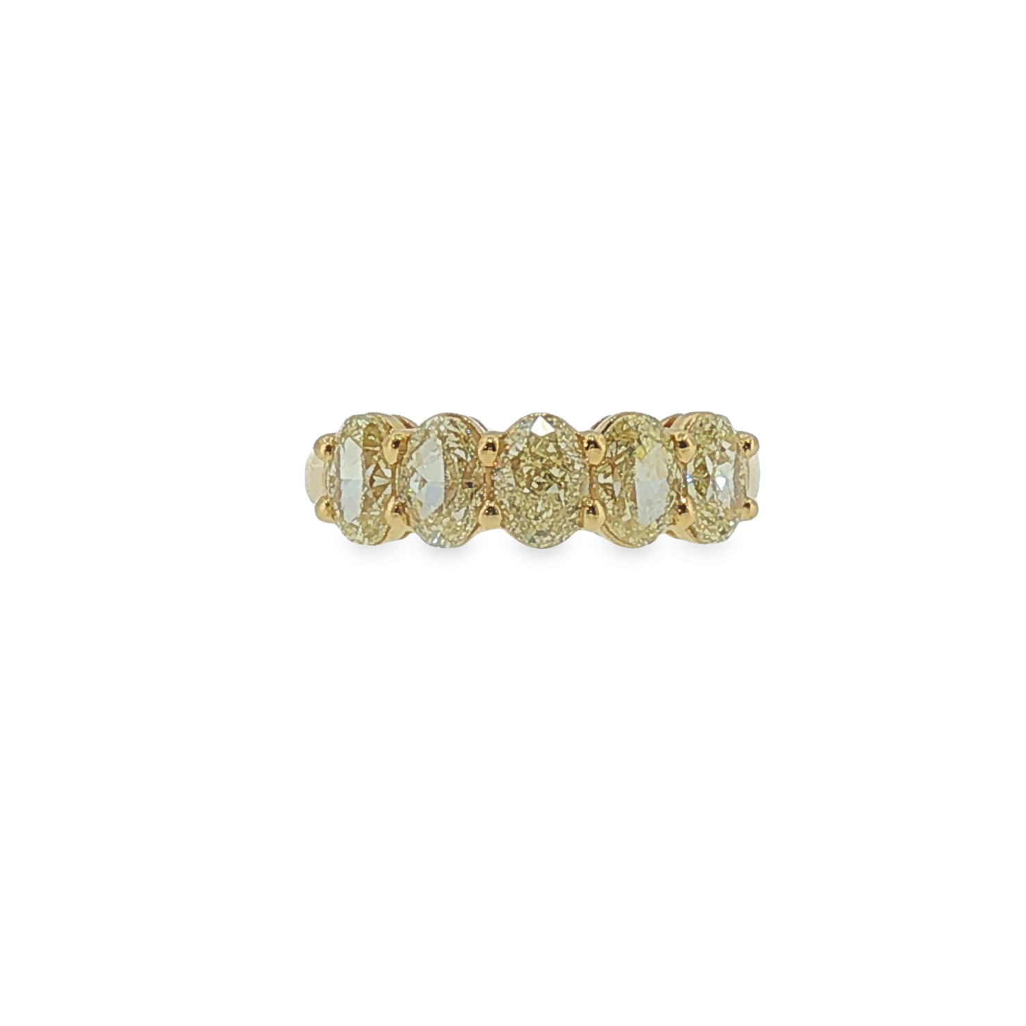 Fancy Yellow Oval Diamond Five-Stone Ring in Yellow Gold
