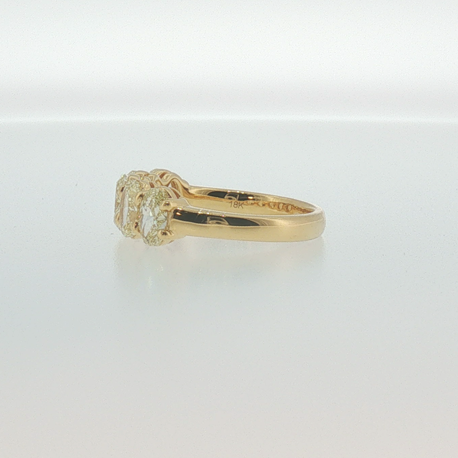 Fancy Yellow Oval Diamond Five-Stone Ring in Yellow Gold