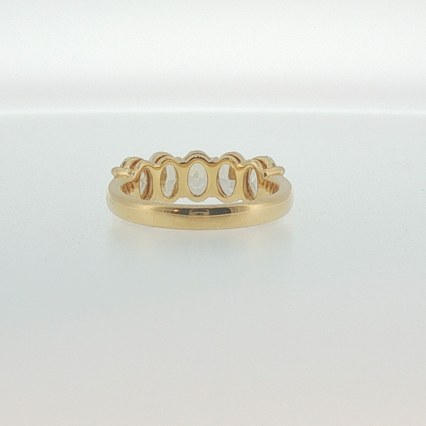 Fancy Yellow Oval Diamond Five-Stone Ring in Yellow Gold