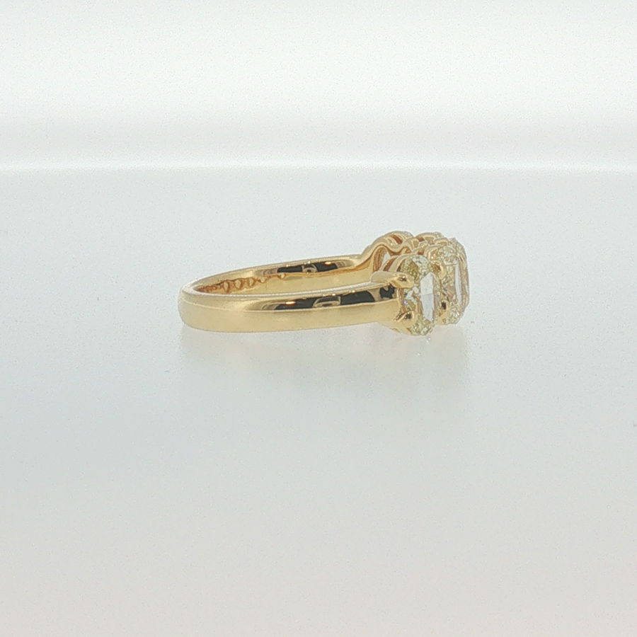 Fancy Yellow Oval Diamond Five-Stone Ring in Yellow Gold