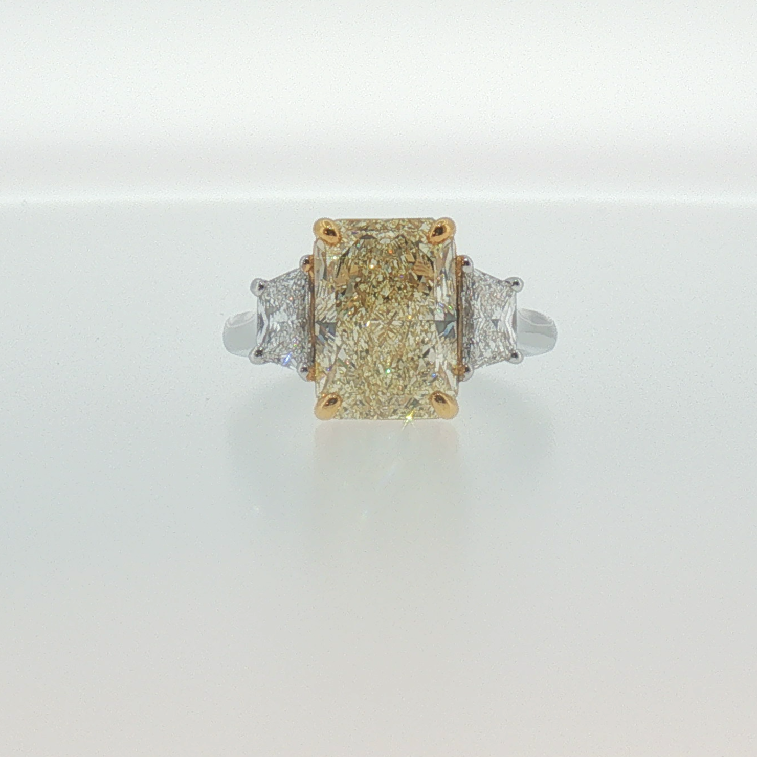 Fancy Yellow Diamond Three-Stone Ring in White Gold