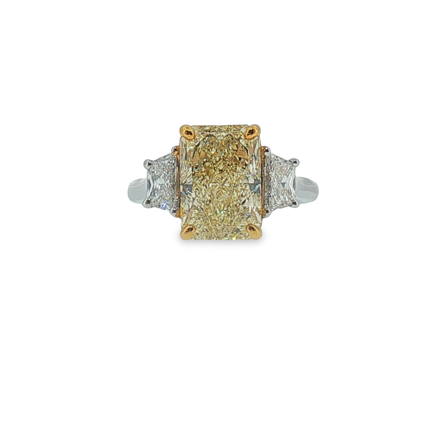 Fancy Yellow Diamond Three-Stone Ring in White Gold